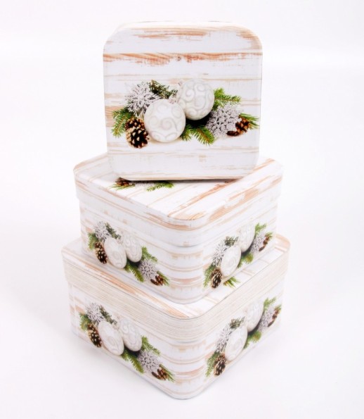 Коробки Квадратные Набор 1/3 17*17*9,5 "Ёлочные игрушки" 1/36 Арт: 720300/76