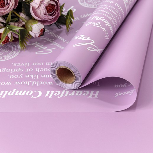 Плёнка 0,58*10м 290г матовая с печатью 65мкм Сиреневый-7437 1/30 Арт: 1601/7437